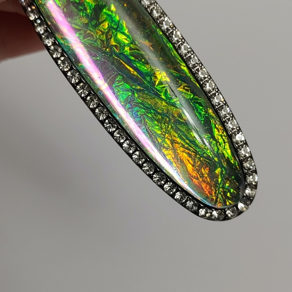 Long Iridescent Rhinestone Pendant - Picture 4 of 6